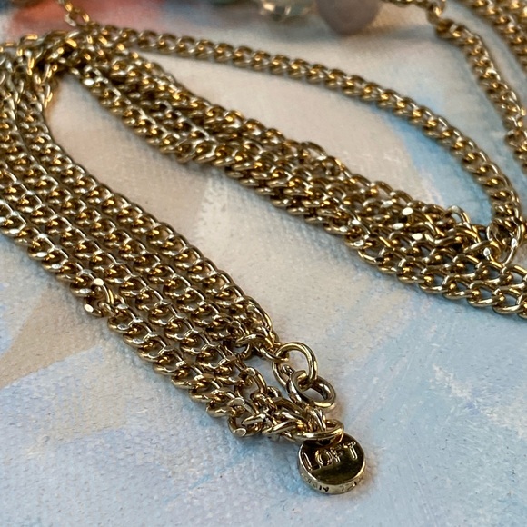 Vintage LOFT Beaded Faceted Stone and Glass Double Strand Necklace - Picture 6 of 7